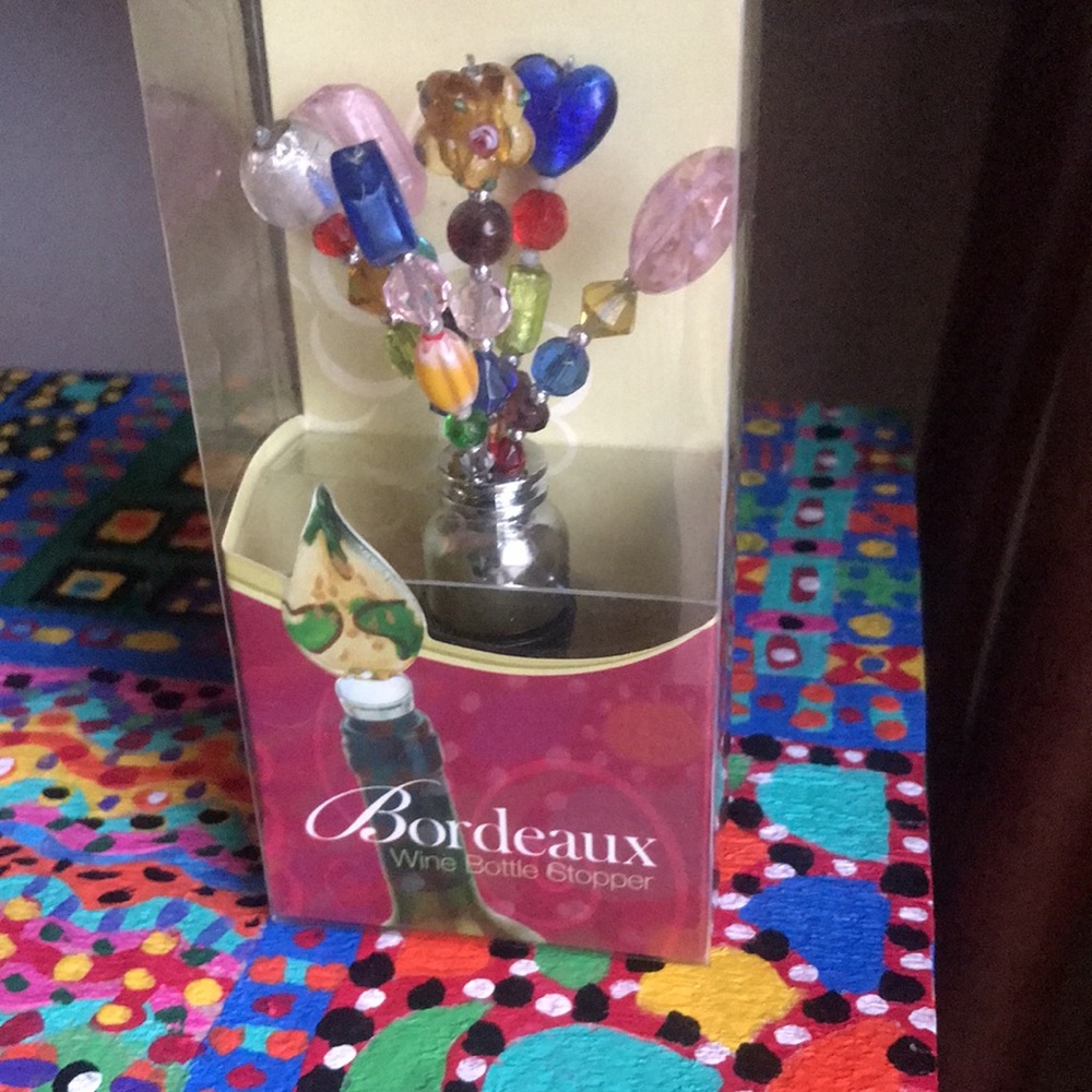 Wine Stopper by Bordeaux with Multi colored Glass Beads NIB